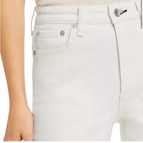 RAG AND BONE HIGH RISE ANKLE CIGARETTE DENIM JEANS IN ECRU 25 - Picture 3 of 12